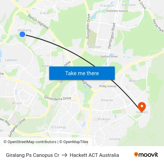Giralang Ps Canopus Cr to Hackett ACT Australia map