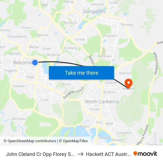 John Cleland Cr Opp Florey Shops to Hackett ACT Australia map