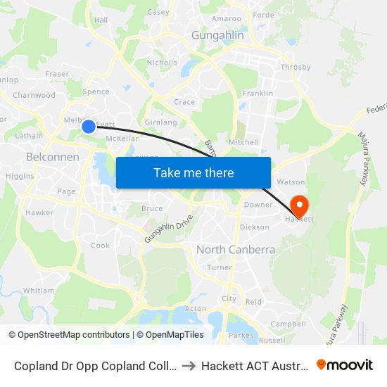 Copland Dr Opp Copland College to Hackett ACT Australia map