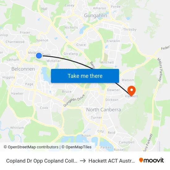 Copland Dr Opp Copland College to Hackett ACT Australia map