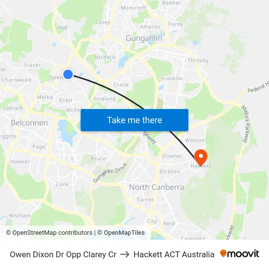 Owen Dixon Dr Opp Clarey Cr to Hackett ACT Australia map