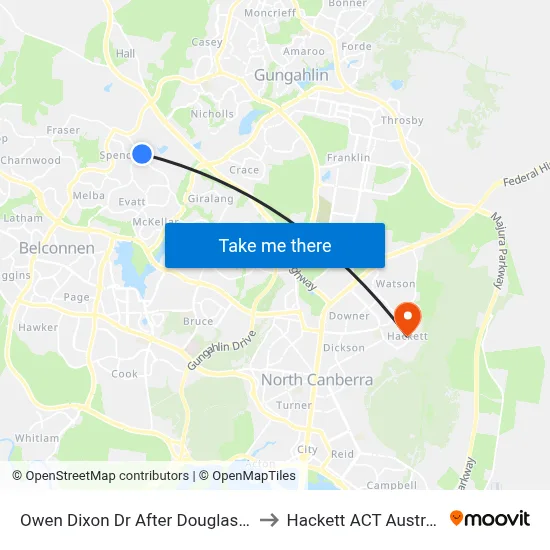Owen Dixon Dr After Douglass St to Hackett ACT Australia map