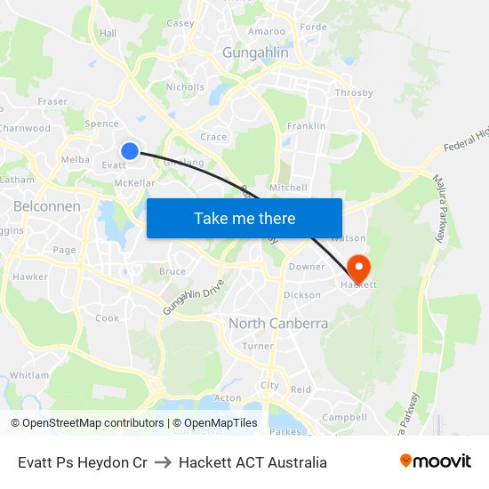 Evatt Ps Heydon Cr to Hackett ACT Australia map