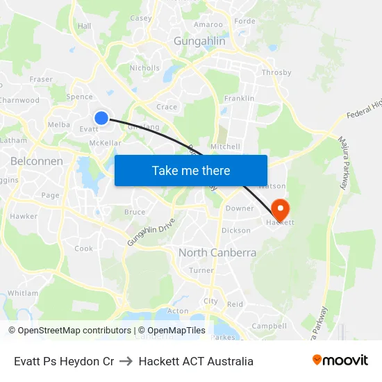 Evatt Ps Heydon Cr to Hackett ACT Australia map