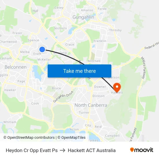 Heydon Cr Opp Evatt Ps to Hackett ACT Australia map