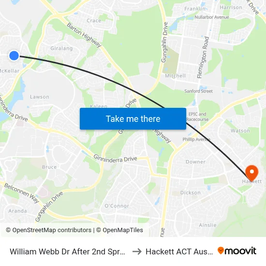 William Webb Dr After 2nd Sproule Cct to Hackett ACT Australia map
