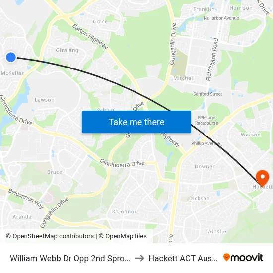 William Webb Dr Opp 2nd Sproule Cct to Hackett ACT Australia map