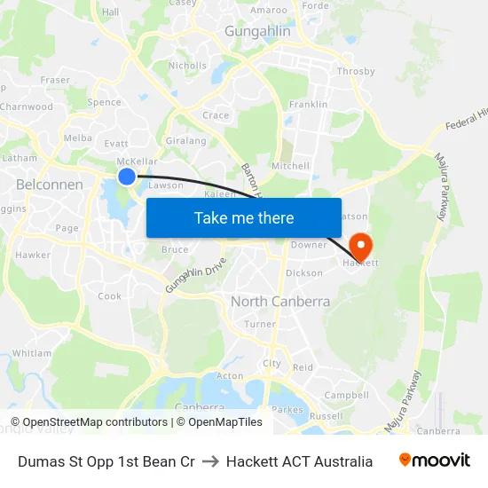 Dumas St Opp 1st Bean Cr to Hackett ACT Australia map