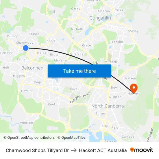 Charnwood Shops Tillyard Dr to Hackett ACT Australia map