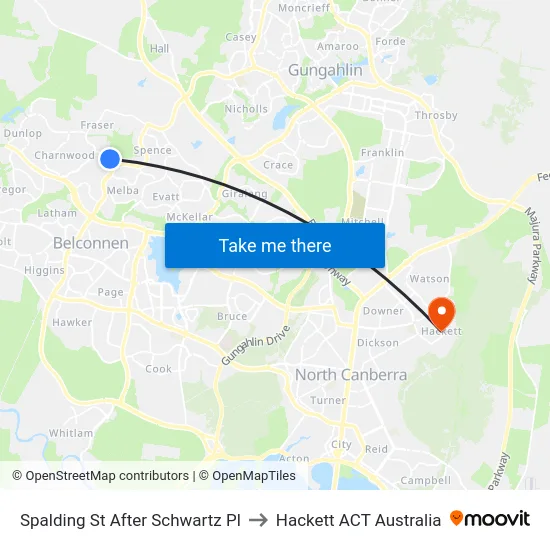 Spalding St After Schwartz Pl to Hackett ACT Australia map