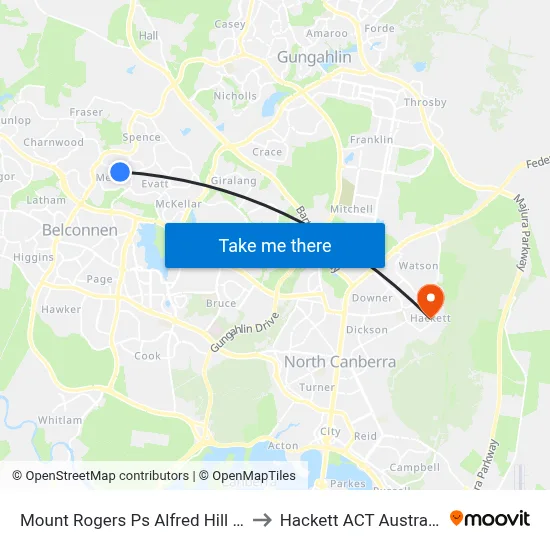 Mount Rogers Ps Alfred Hill Dr to Hackett ACT Australia map