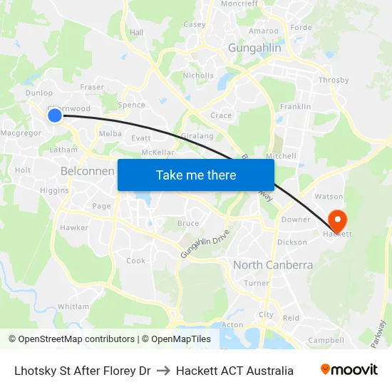 Lhotsky St After Florey Dr to Hackett ACT Australia map