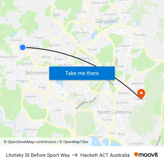 Lhotsky St Before Sport Way to Hackett ACT Australia map