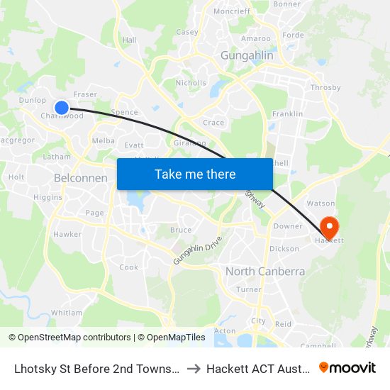 Lhotsky St Before 2nd Townson Cr to Hackett ACT Australia map