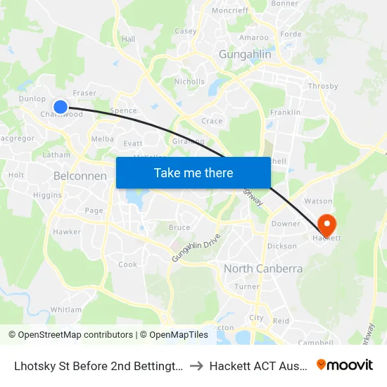 Lhotsky St Before 2nd Bettington Cct to Hackett ACT Australia map