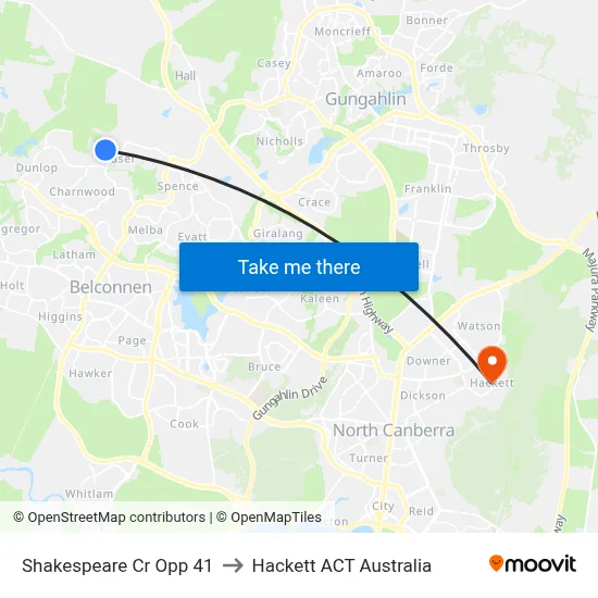 Shakespeare Cr Opp 41 to Hackett ACT Australia map