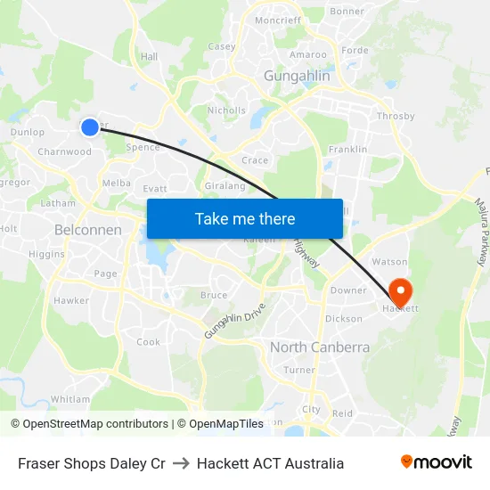 Fraser Shops Daley Cr to Hackett ACT Australia map