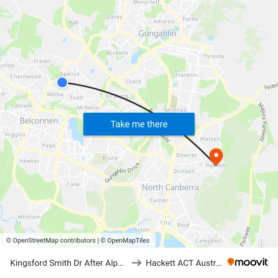 Kingsford Smith Dr After Alpen St to Hackett ACT Australia map