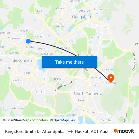 Kingsford Smith Dr After Spalding St to Hackett ACT Australia map