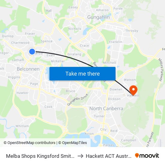 Melba Shops Kingsford Smith Dr to Hackett ACT Australia map