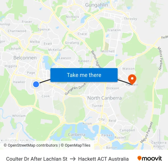 Coulter Dr After Lachlan St to Hackett ACT Australia map