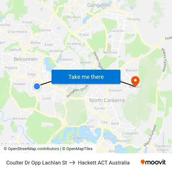 Coulter Dr Opp Lachlan St to Hackett ACT Australia map