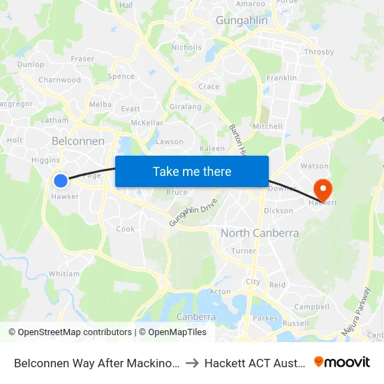 Belconnen Way After Mackinolty St to Hackett ACT Australia map