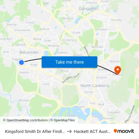 Kingsford Smith Dr After Findlay St to Hackett ACT Australia map
