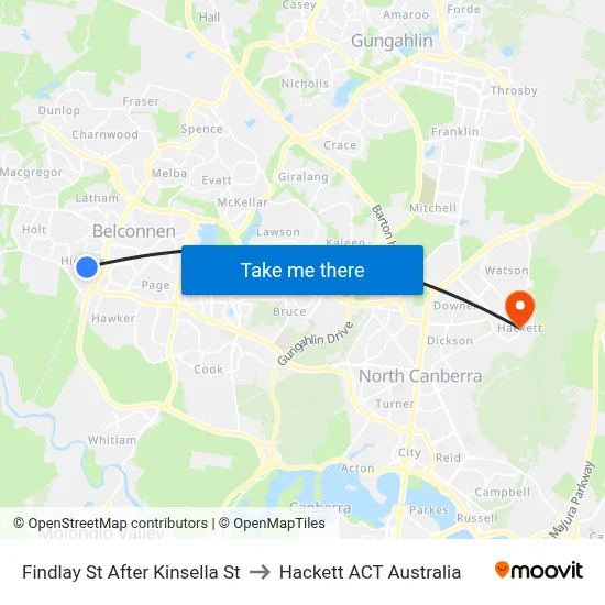 Findlay St After Kinsella St to Hackett ACT Australia map