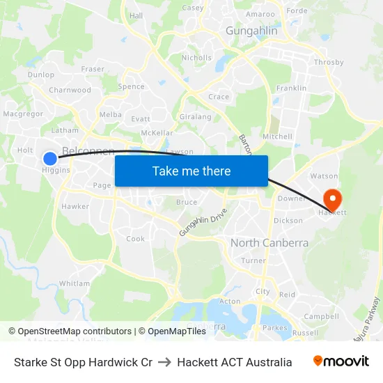 Starke St Opp Hardwick Cr to Hackett ACT Australia map