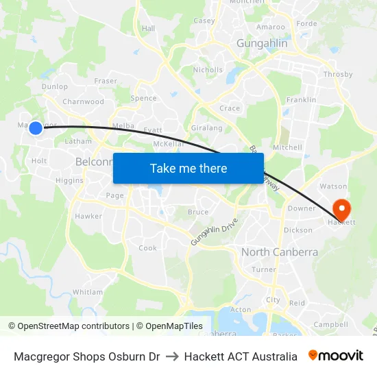 Macgregor Shops Osburn Dr to Hackett ACT Australia map
