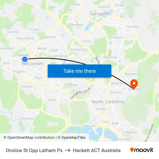 Onslow St Opp Latham Ps to Hackett ACT Australia map