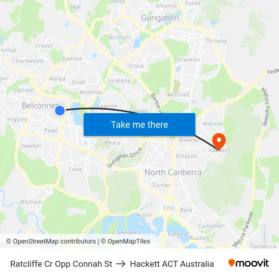 Ratcliffe Cr Opp Connah St to Hackett ACT Australia map