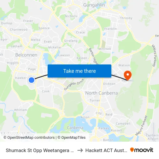 Shumack St Opp Weetangera Shops to Hackett ACT Australia map