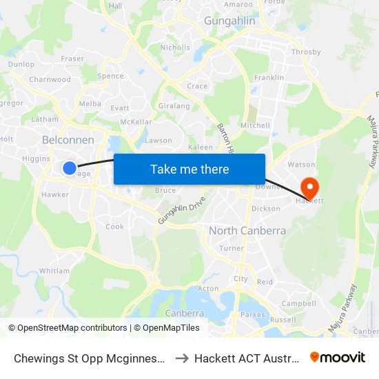 Chewings St Opp Mcginness St to Hackett ACT Australia map