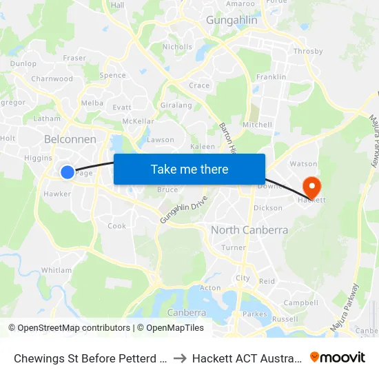Chewings St Before Petterd St to Hackett ACT Australia map
