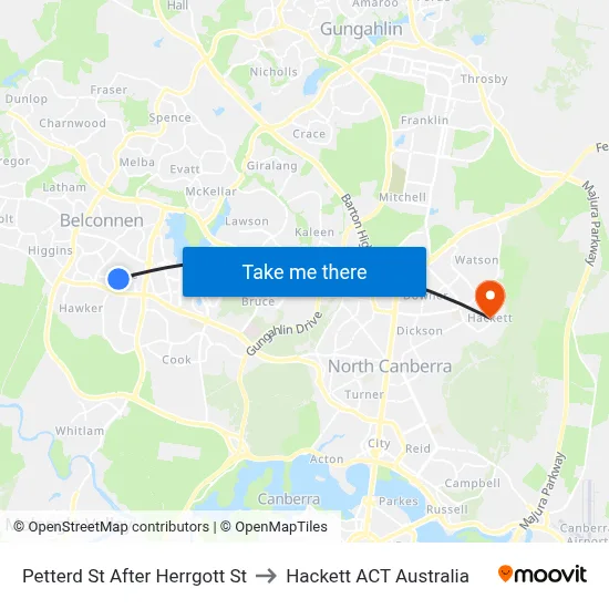 Petterd St After Herrgott St to Hackett ACT Australia map