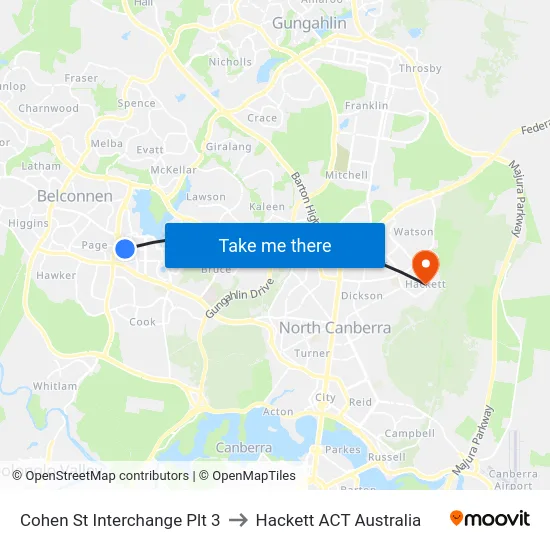Cohen St Interchange Plt 3 to Hackett ACT Australia map