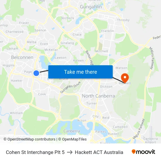 Cohen St Interchange Plt 5 to Hackett ACT Australia map