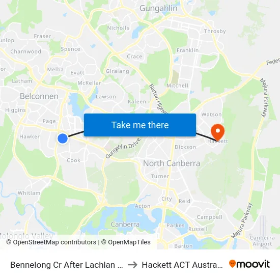 Bennelong Cr After Lachlan St to Hackett ACT Australia map
