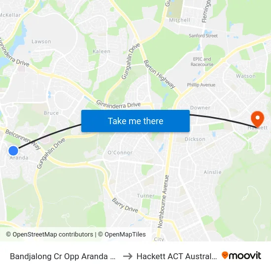 Bandjalong Cr Opp Aranda Ps to Hackett ACT Australia map