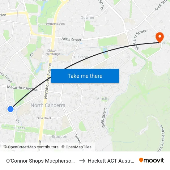 O'Connor Shops Macpherson St to Hackett ACT Australia map
