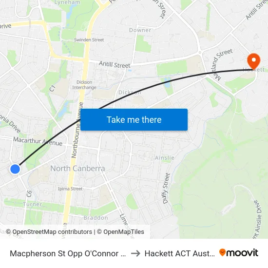 Macpherson St Opp O'Connor Shops to Hackett ACT Australia map