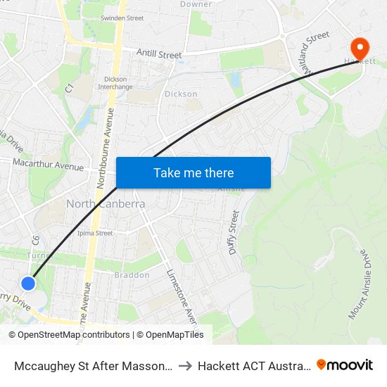 Mccaughey St After Masson St to Hackett ACT Australia map