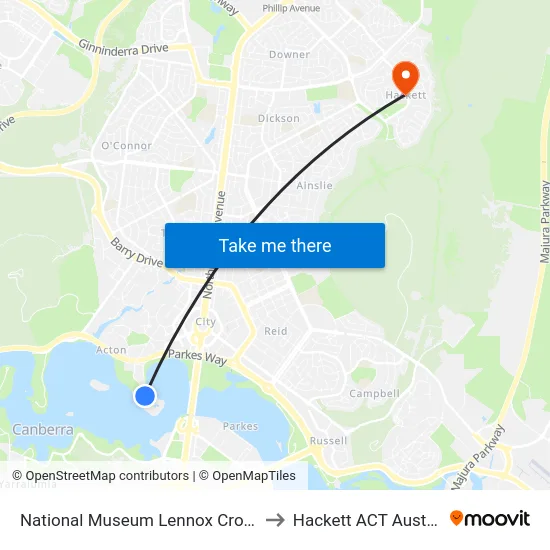 National Museum Lennox Crossing to Hackett ACT Australia map