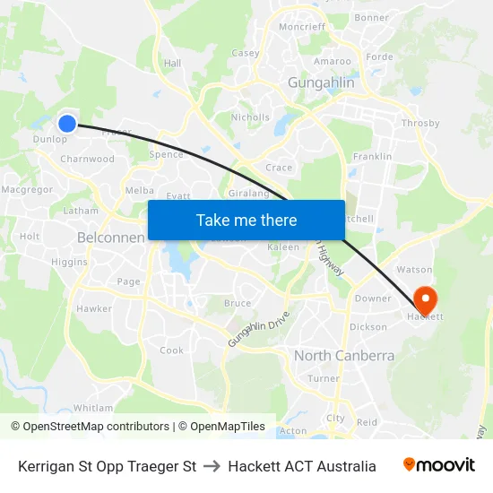 Kerrigan St Opp Traeger St to Hackett ACT Australia map