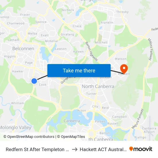 Redfern St After Templeton St to Hackett ACT Australia map