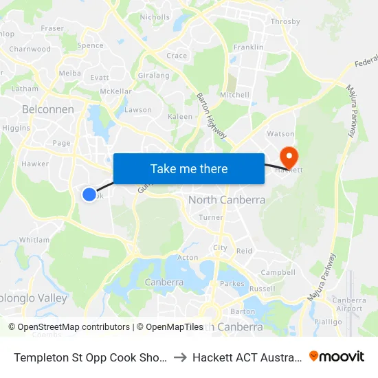 Templeton St Opp Cook Shops to Hackett ACT Australia map