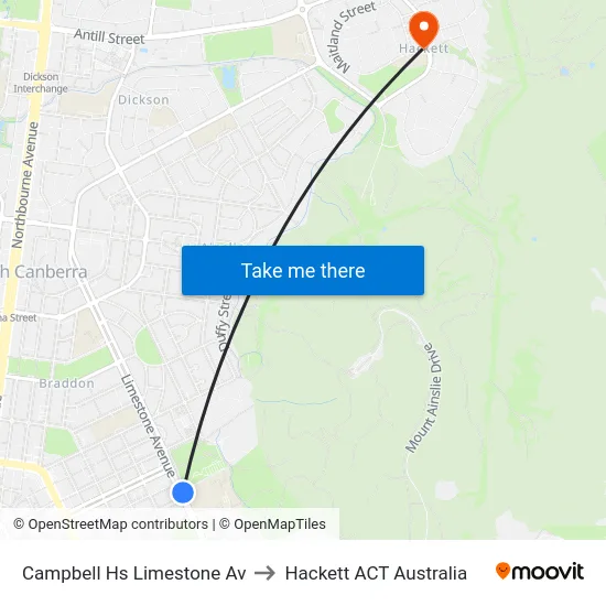 Campbell Hs Limestone Av to Hackett ACT Australia map