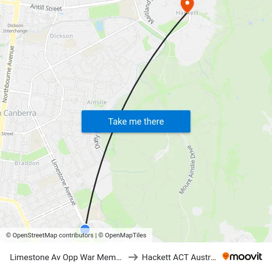 Limestone Av Opp War Memorial to Hackett ACT Australia map